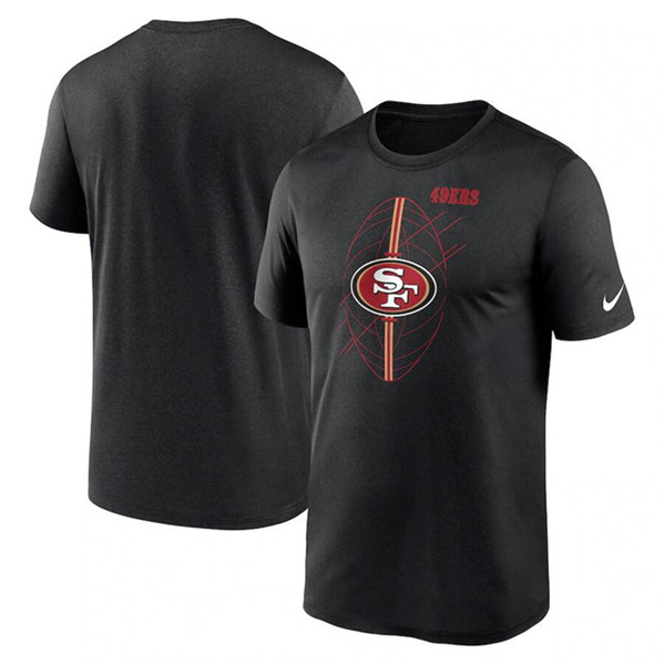 Men's San Francisco 49ers Black Legend Icon Performance T-Shirt - Click Image to Close